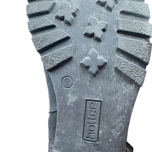 Hotter Comfort Concept Belle Black Nubuck Leather Knee High Moto Riding Boots - Picture 14 of 15